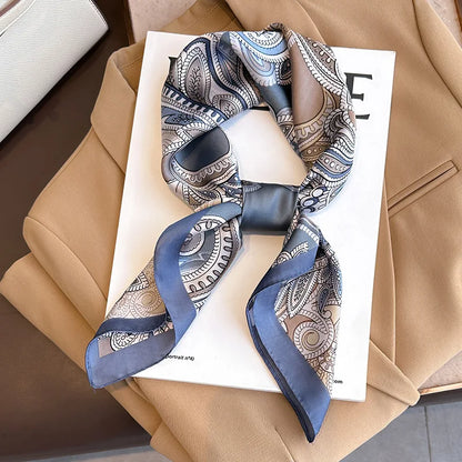 Luxury Silk Satin Headscarf for Women with Plaid Print - Smarsty