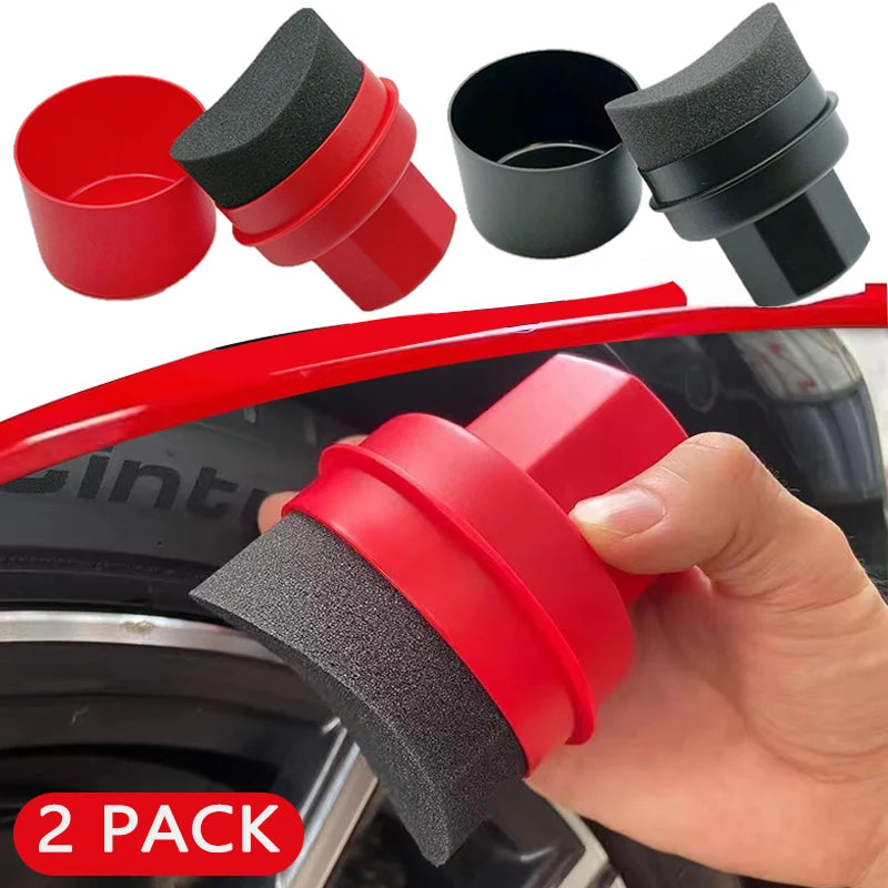 Curved Tire Waxing Sponge Brush With Cover For Car Cleaning - Smarsty