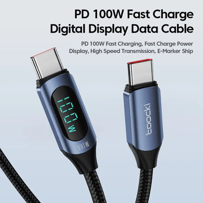 Toocki Type C to Type C Cable 100W PD Fast Charging Charger USB C to USB C Display Cable For Xiaomi POCO F3 Realme Macbook iPad - Smarsty