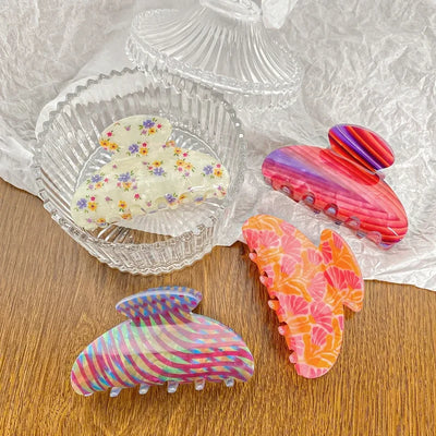 Vintage Floral Hair Claw Clip Elegant Colorful Design - Smarsty