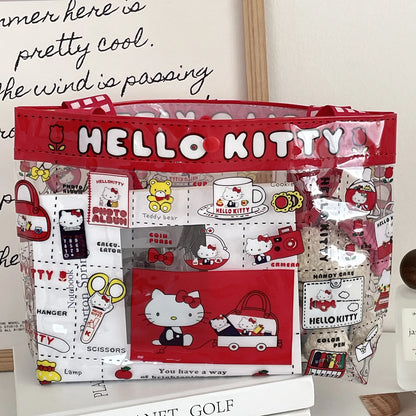 Transparent PVC Kitty Cat Handbag Waterproof Travel Tote - Smarsty