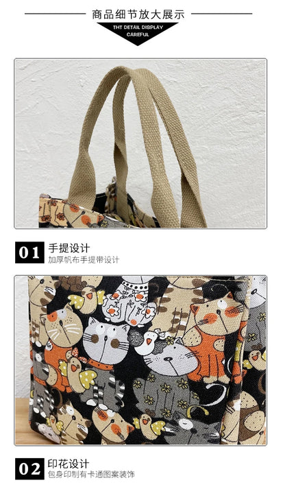 Chic Cat Pattern Top Handle Bag For Women Everyday Use - Smarsty