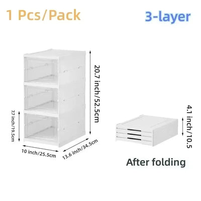 1x/2x Clear Shoes Cabinet Foldable Sneaker Shoes Storage Organizers Dustproof Thickening shoes Boxes High-top Shoe Rack Shelf
