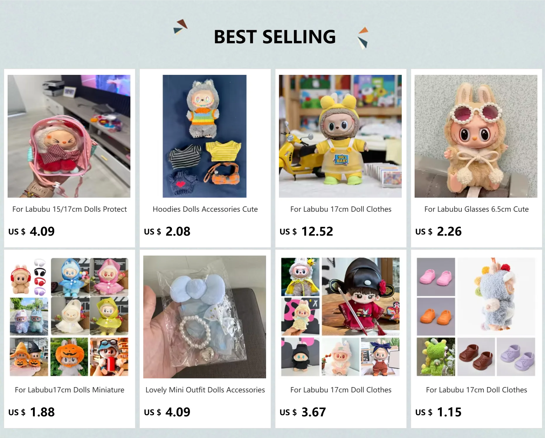 For 15-17 cm v1v2 Labubu Clothes outfit Labubu Sitting Party Bear Label Scarf Hat Bag Dolls Accessories Cute Decoration by Smarsty