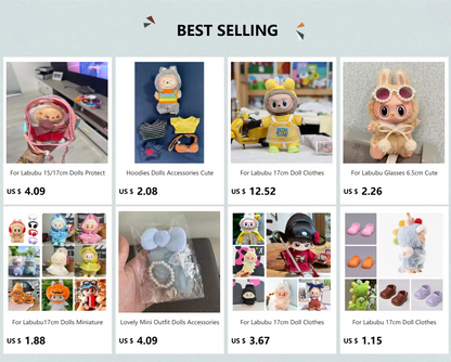 For 15-17 cm v1v2 Labubu Clothes outfit Labubu Sitting Party Bear Label Scarf Hat Bag Dolls Accessories Cute Decoration by Smarsty
