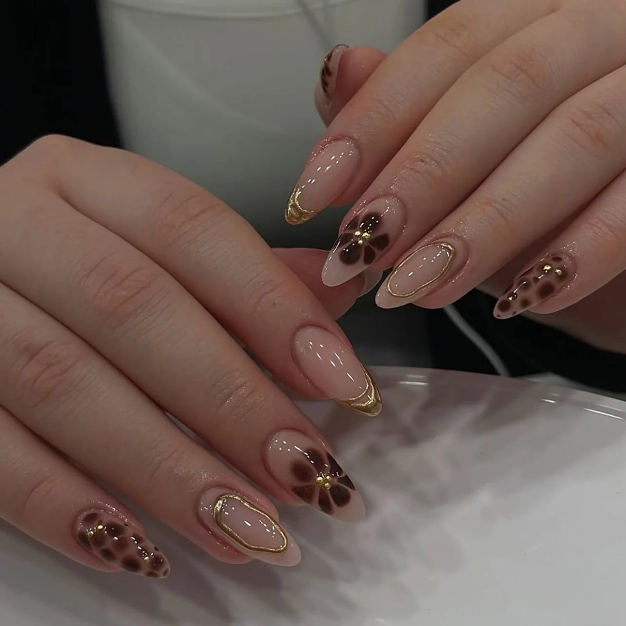 24pcs Flower Design Fake Nail Tips Full Cover - Smarsty