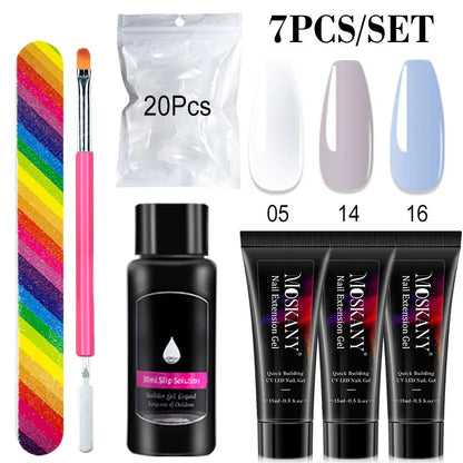 Poly Nail Gel Set With 6W LED Lamp For Beginners - Smarsty