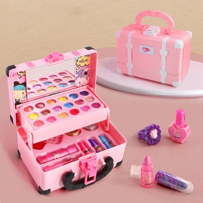 Children Makeup Cosmetics Pretend Playing Box Princess Make Up Girl Toy Play Set Lipstick Eye Shadow Safety Nontoxic Kit Toy Kid - Smarsty