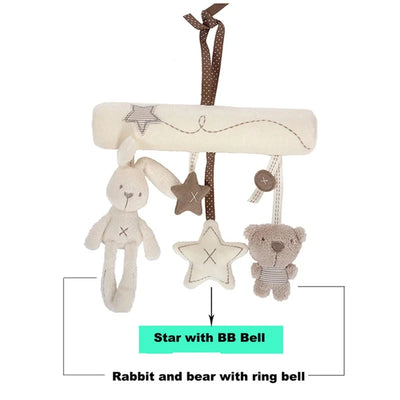 2025 New Hanging Bed Rabbit Baby Hand Bell Safety Seat Plush Toy Multifunctional Plush Toy Stroller Mobile Gifts by Smarsty