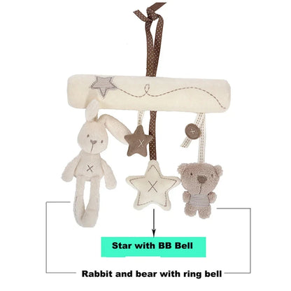 2025 New Hanging Bed Rabbit Baby Hand Bell Safety Seat Plush Toy Multifunctional Plush Toy Stroller Mobile Gifts