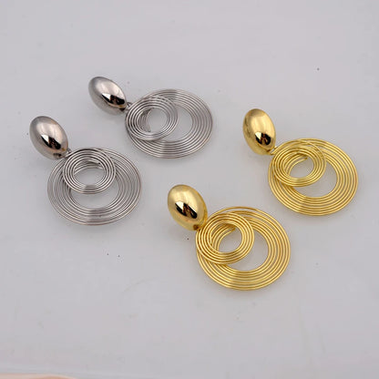 Trendy Big Round Dangle Earrings for Women in Golden Silver - Smarsty
