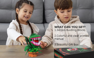 Audrey 2 Piranha Plant Bricks Compatible with Lego, Little Shop of Horrors Flowers Building Blocks, Gift for Halloween Christmas - Smarsty