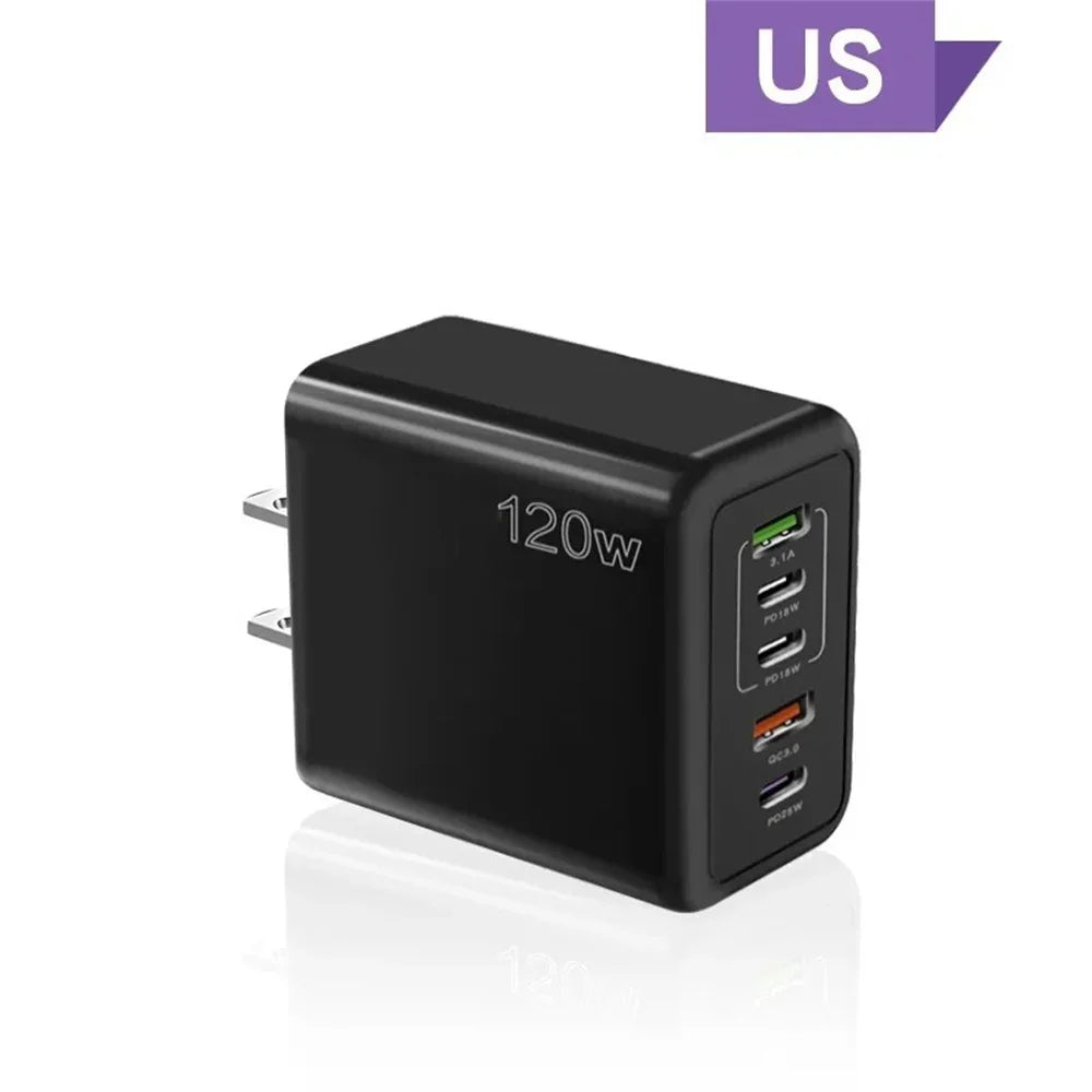 120W 5 Port USB PD Charger Fast Charging Wall Adapter - Smarsty