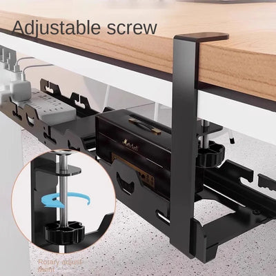 Telescopic Under Table Storage Rack Metal Cable Management Tray Home Office Desk Wire Organizer No Punching Storage Accessories by Smarsty