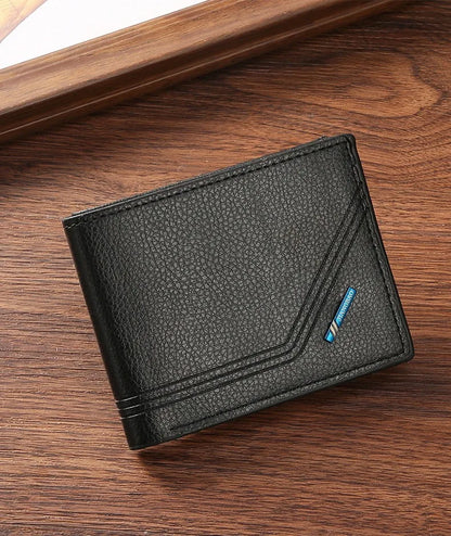 Men Short Bifold Faux Leather Masculina Billetera Credit ID Card Holder Wallet Billfold Purse Clutch Solid Hombre Business Slim - Smarsty