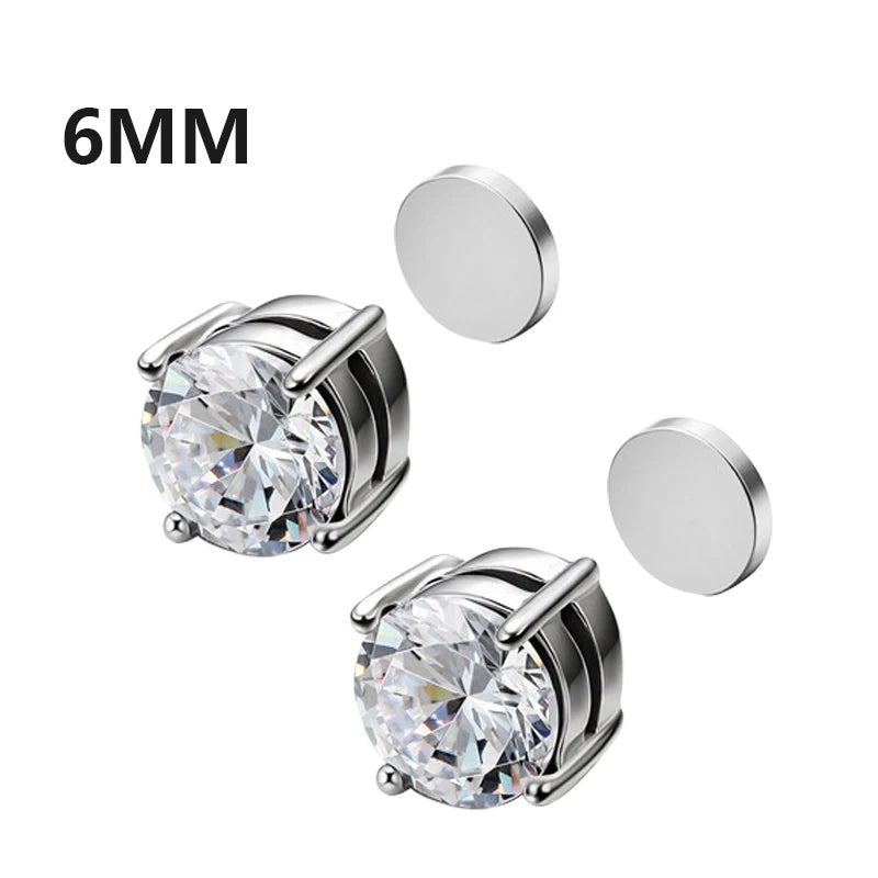 Magnetic Clip Earrings Non Piercing Strong Zircon Studs - Smarsty