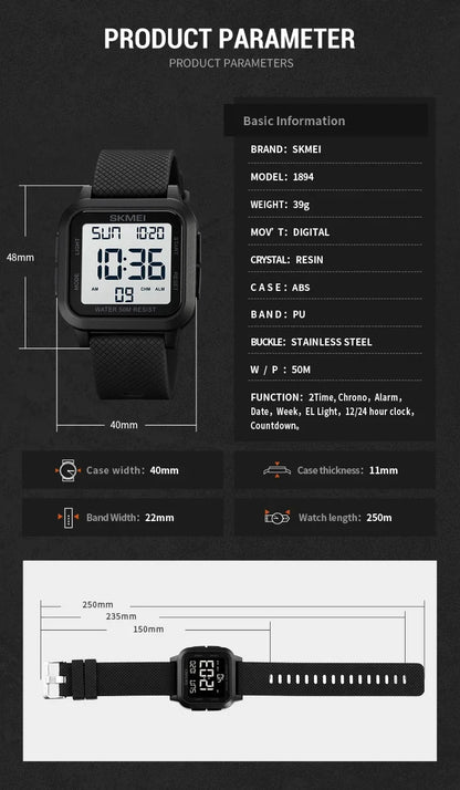 Skmei 1894 Military Waterproof Digital Watch for Men - Smarsty