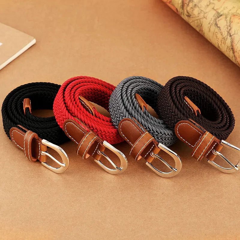 Women Elastic Woven Belt Casual Versatile Denim Accessory - Smarsty