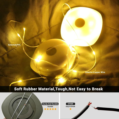 Camping String Lights,33Ft Light with Lanterns (2 in 1 Design),Camping Lights 2000mAh,IPX6 Waterproof,Rechargeable Flashlights by Smarsty