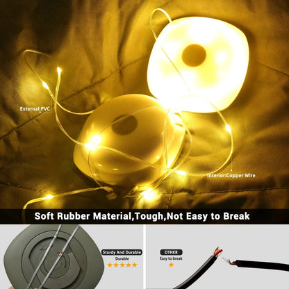 Camping String Lights,33Ft Light with Lanterns (2 in 1 Design),Camping Lights 2000mAh,IPX6 Waterproof,Rechargeable Flashlights by Smarsty