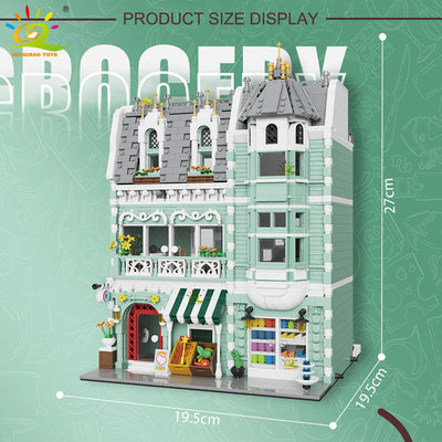 HUIQIBAO Toys MOC City Corner Coffee Shop Architecture Style Street View Micro Building Blocks for Children Construction Bricks - Smarsty
