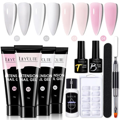 LILYCUTE Nail Gel Set with 6W LED Lamp for Quick Manicure - Smarsty