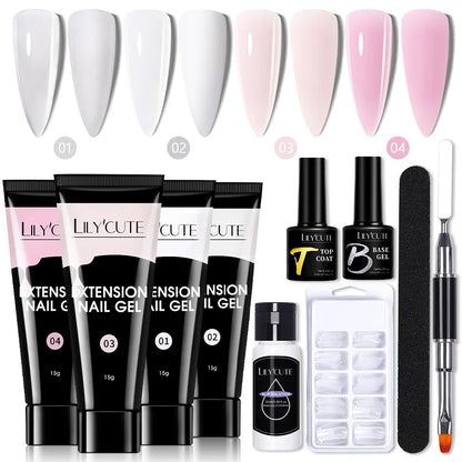 LILYCUTE Nail Gel Set with 6W LED Lamp for Quick Manicure - Smarsty