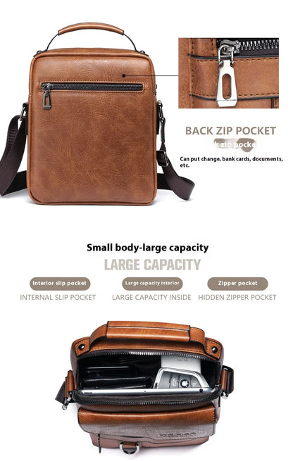 Mens PU Leather Shoulder Bag Crossbody for Travel Everyday - Smarsty