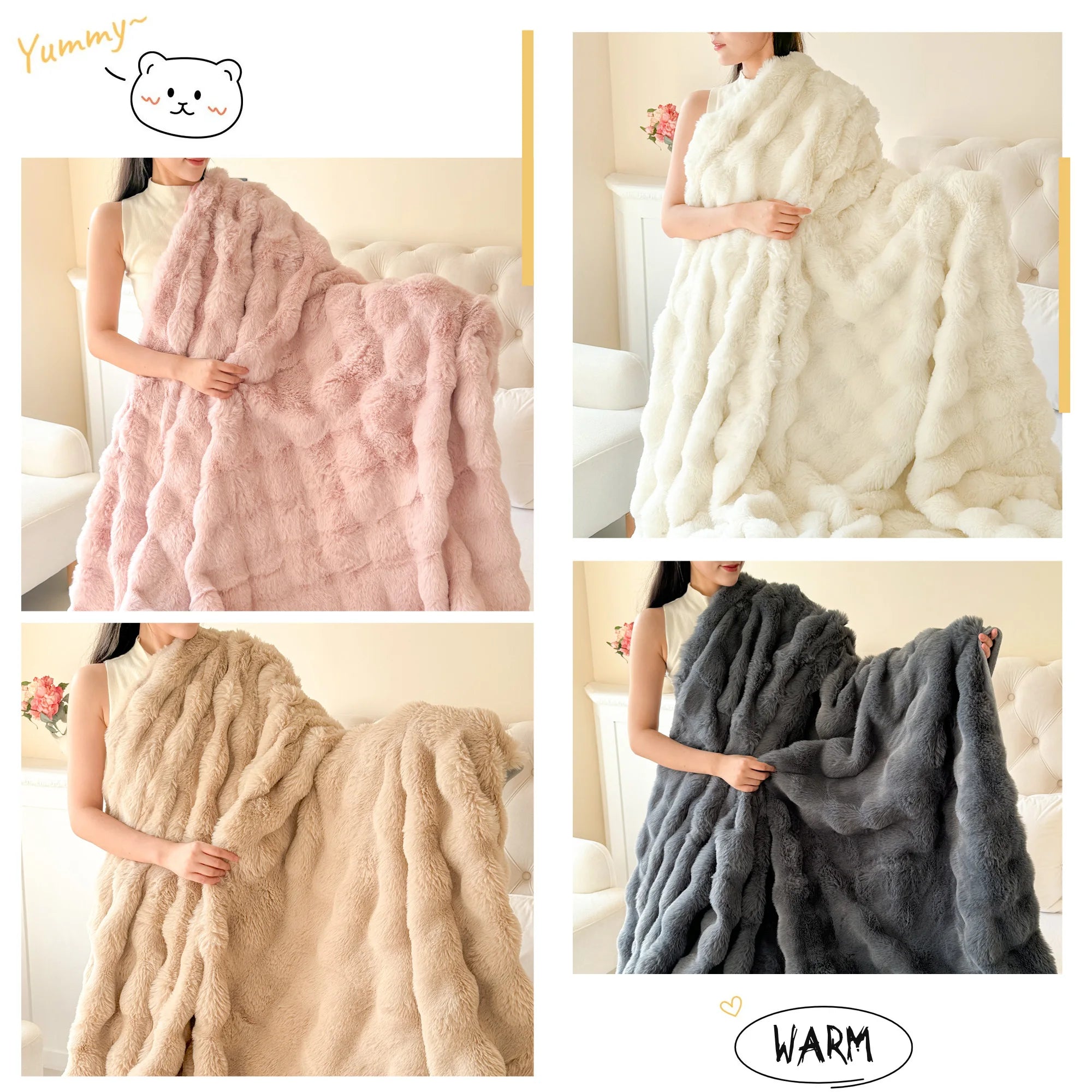 Double-Layer Rabbit Fur Blanket for Comfortable Summer Use - Smarsty
