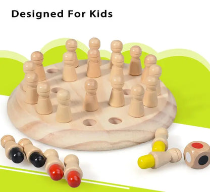 Montessori Wooden Memory Match Stick Chess Board Game Logic Braintease Toys for Boys and Girls Early Education Color Recognition by Smarsty