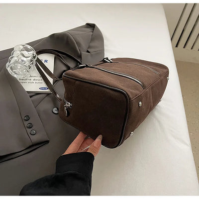 Casual Large Capacity Suede Shoulder Bag For Women Retro - Smarsty