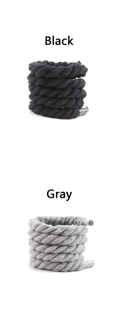 Quality Round Shoelaces Colorful 1CM Thicker Cotton Shoelace Running Sneakers Laces 1Pair 100/120/140CM Boots Shoe laces Shoes - Smarsty