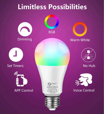 Tuya Smart E27 LED Bulb with RGB Colors and Remote Control - Smarsty