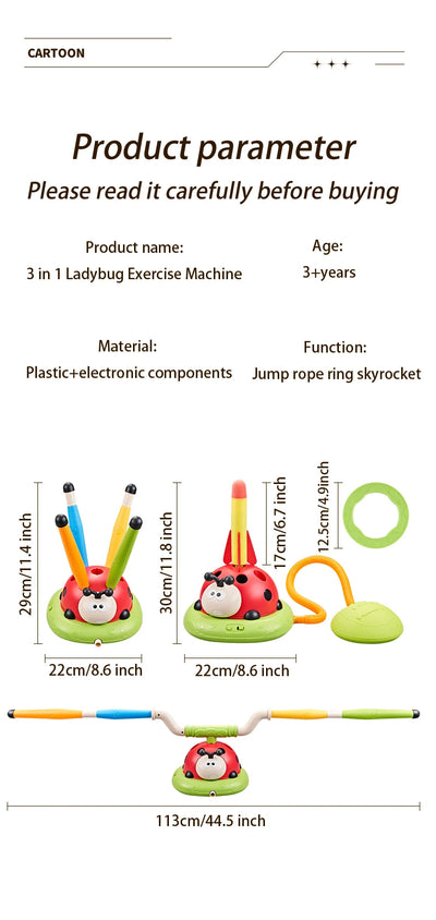 Ladybug Sport Entertainment Game Toy Multifunction Rope Skipping Machine Ferrule Jump Rocket Launcher Outdoor Educational - Smarsty