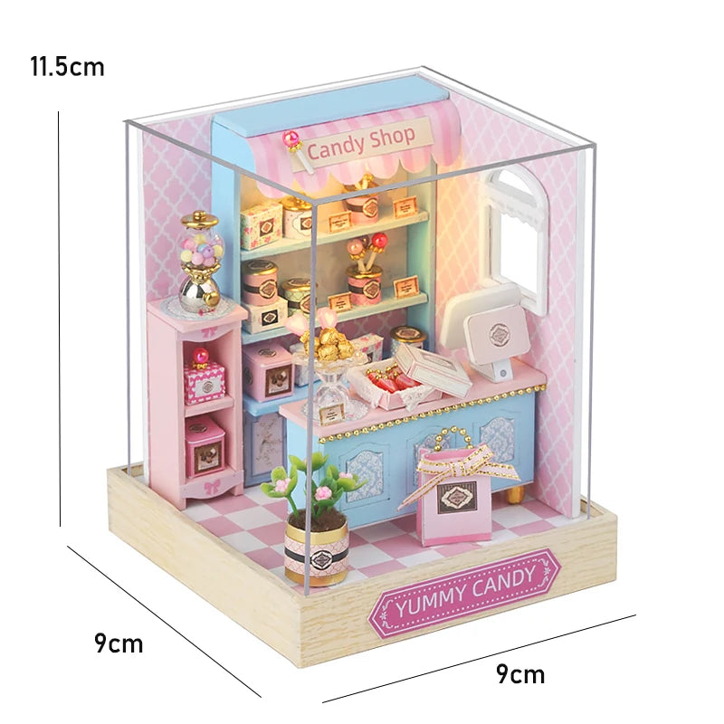 Wooden Mini Miniature Doll House DIY Small House Kit 3D Puzzle Building Assembly House Furniture Toy Children's Birthday Gifts