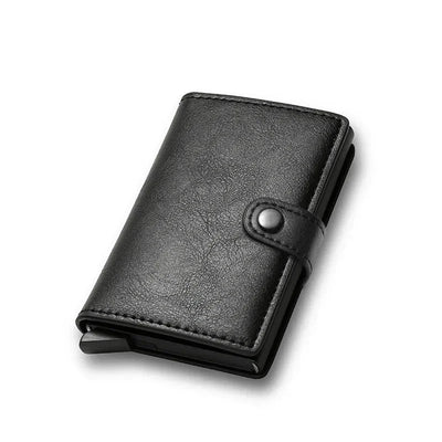 Carbon Fiber Credit Card Holder Wallet Men Rfid Smart Metal Thin Slim Pop Up Minimalist Wallet Small Black Purse Metal Vallet - Smarsty