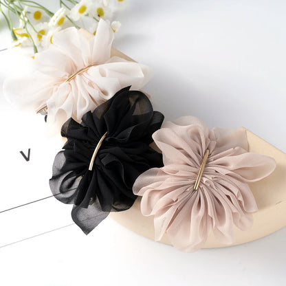 Big Spring Hair Claw Clips with Chiffon Flowers - Smarsty
