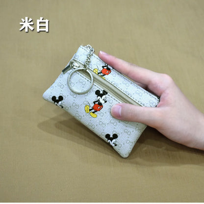Disney Mickey Mouse Premium Genuine Leather Cartoon Phone Wallet Anime Coin Purse High-capacity Card Package Portable Wallet New