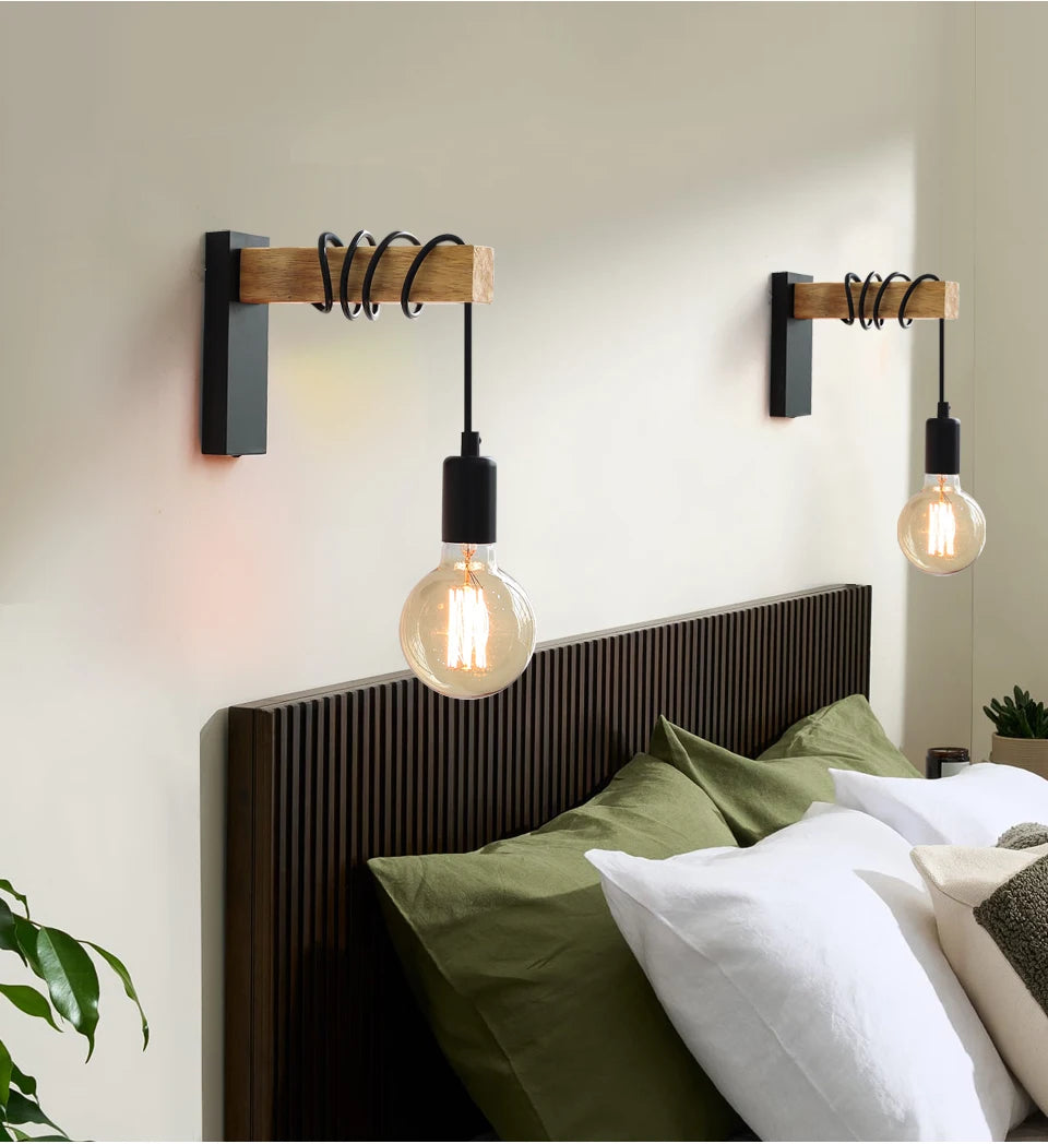 Retro Wood LED Wall Lamp for Stylish Home Decor - Smarsty