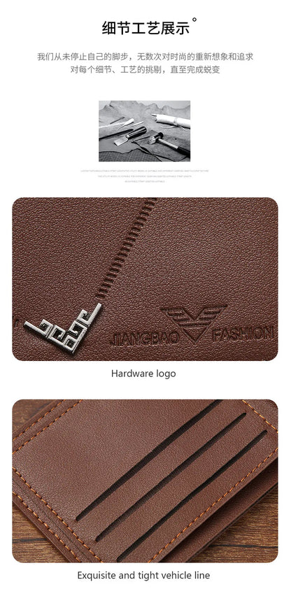 Men's Slim Money Clip Wallet Credit Card ID Holder Casual Male Leather Short Multi Card Holder Purses Business Man Bifold Wallet