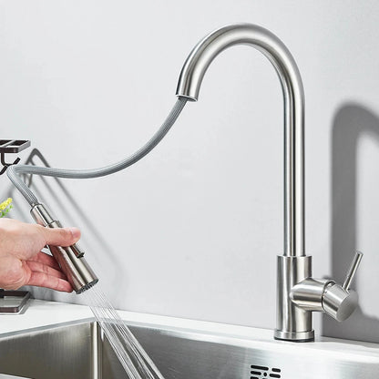 304 Chrome Kitchen Faucet with Pull-Out Spray Feature - Smarsty