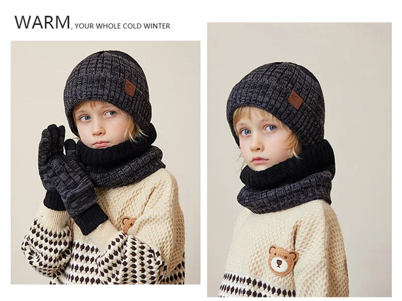 Kids Winter Hat Scarf Gloves Set Warm And Cozy Essentials - Smarsty