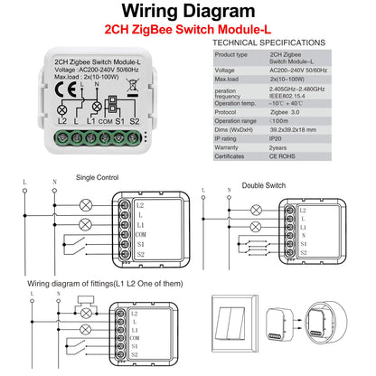 GIRIER Tuya ZigBee Smart Switch Module No Neutral Required - Smarsty
