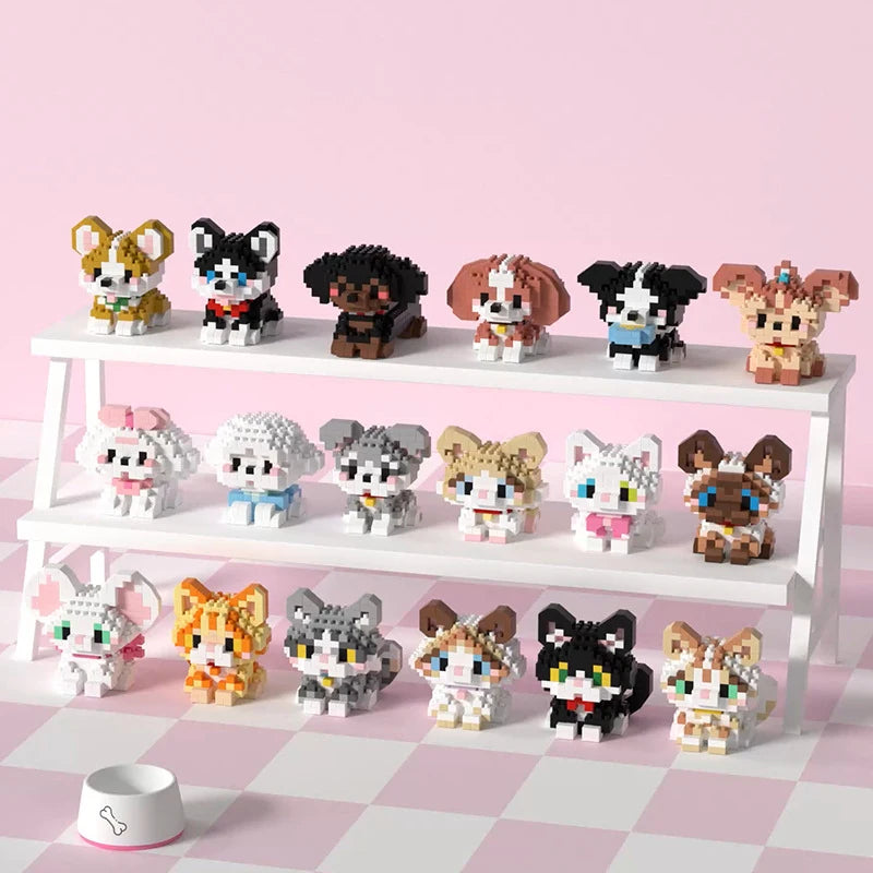 Animal Small Particle Dog Cat  Mini Building Blocks DIY Assembly Brick Sets Educational Toys for Kid 10 To 12 Year Birthday Gift