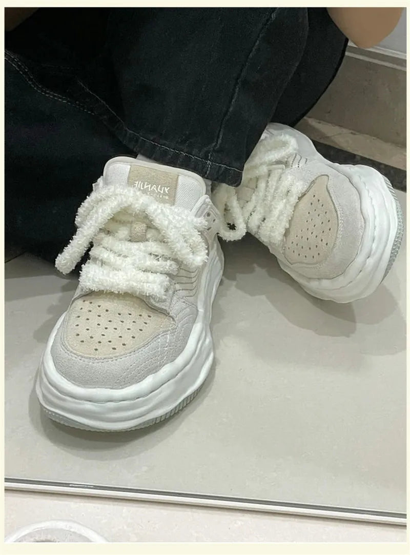 0.8cm width 1 Pair Cute Plush Sneakers Shoelaces Men Women High-top Casual Canvas  White Flat Shoes Laces Strings Accessories - Smarsty