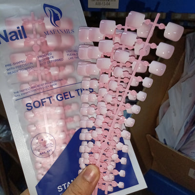 120 Pieces Pink Square Toe Nail Tips Full Cover Extensions - Smarsty