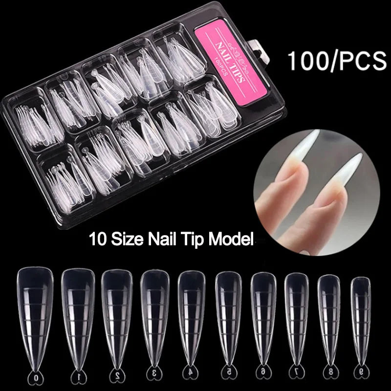 100 Pcs Acrylic Fake Nail Tips Set for Easy Manicure - Smarsty