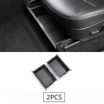 Underseat Storage Box for Tesla Model Y 2021-2024 Seats Drawer TPE Hidden Storage Tray Push Pull Car Organizer Car Accessories - Smarsty