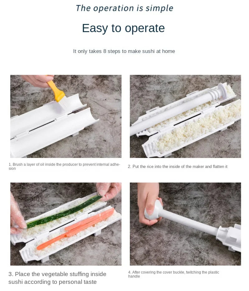 DIY Cylinder Sushi Making Machine Quick Sushi Bazooka Japanese Rolled Rice Meat Mold Rice Ball Mold  Kitchen Bento Accessories