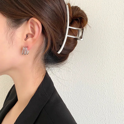 Korean Geometric Metal Hair Clip Durable Alloy Claw - Smarsty